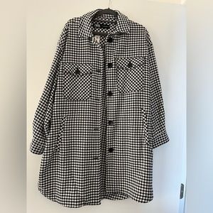 Zara black white check unlined jacket